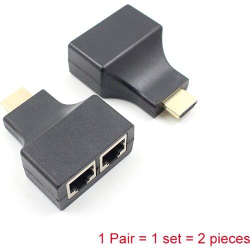 2 Pcs/set 1080P HDMI-compatible To Dual RJ45 CAT5E CAT6 UTP LAN Ethernet HDMI-compatible Extender Repeater Adapter HD