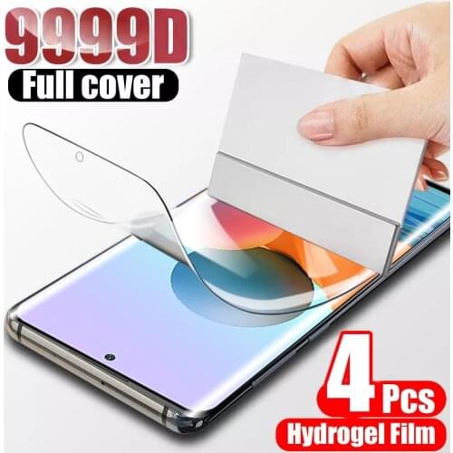 4Pcs Full Cover Screen Protector For Xiaomi Redmi Note 10 Pro Max Hydrogel Film Note 9 8 7 6 5 Pro 9S 10S 8T Soft Film Not Glass