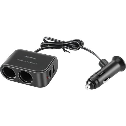 2 Way Car Cigarette Lighter +LED Light Switch Auto Socket Splitter Charger USB 12V/24V vehicle lighter adapter