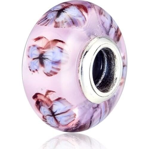 925 Sterling Silver Bead Butterfly Glass Murano Charm Fit Original Women Bangle Bracelet DIY Jewelry 2019 Spring