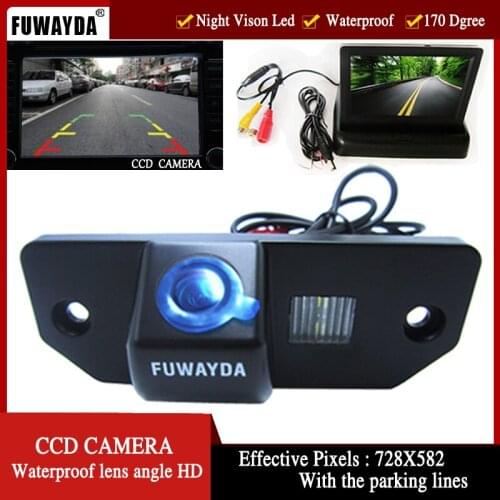 FUWAYDA Color CCD Car Rear View Camera for FORD FOCUS SEDAN (3 Carriages) Ford C-max,with 4.3 Inch foldable LCD TFT Monitor HD