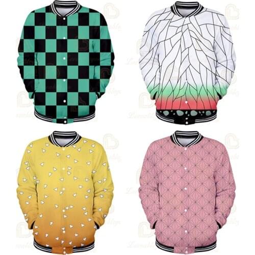 Demon Slayer Cosplay Jacket Kamado Tanjirou Baseball Uniform Anime Adult COS Christmas Halloween Gift