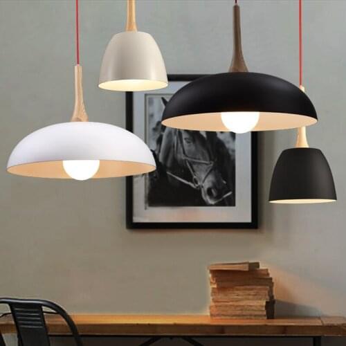 Northern Europe Style Wooden Pendant Light Black And White Modern Fashion Simple Pendant Lamp for Dining Room Living Room