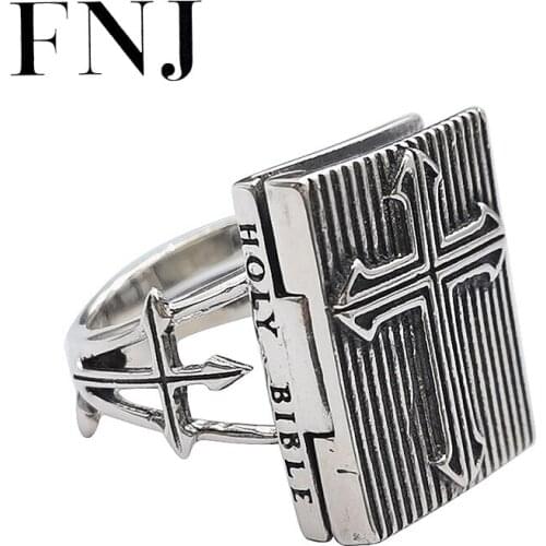 FNJ Gawu Box Cross Ring 925 Silver New Fashion Original S925 Sterling Silver Rings for Men Jewelry Adjustable size