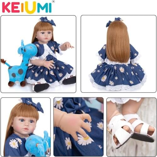 KEIUMI 23Inch Lovely Full Silicone Reborn Baby Long Hair Princess Reborn Doll Toys Wig Hair Big Eyes For ChildrenChristmas Gifts