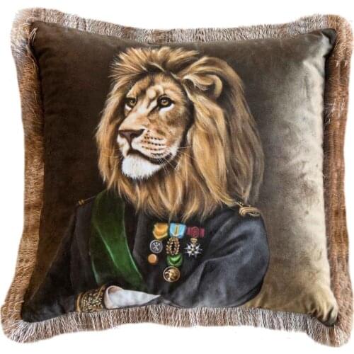 Square Pillowcase And Pillow Inside 450x450 Zippered Mr. Lion Velvet Fabric Frilly Models Decorative Sofa Home Cushions