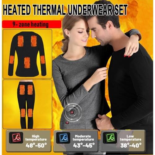 Men Motorcycle Heated Jacket Electric USB Heated Thermal Underwear Set Heated Thermal Long Sleeve Keep Warm for Autumn Winter