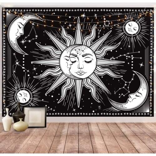 Moon Sun Wall Tapestry Hanging Home Decor INS Style Spring Sun Tapestries for Drom Room Decoration Tapestry Wall Hanging