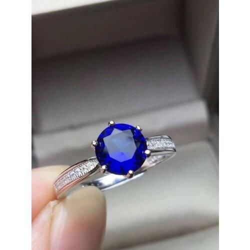 Natural blue topaz ring Free shipping Natural real blue topaz 925 sterling silver 6mm gem Fine jewelry