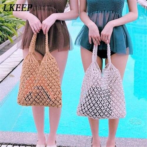 New Mesh Shopping Bag Reusable String Fruit Storage Handbag Totes Women Shopping Mesh Net Woven Bag Shop Grocery Tote Bag