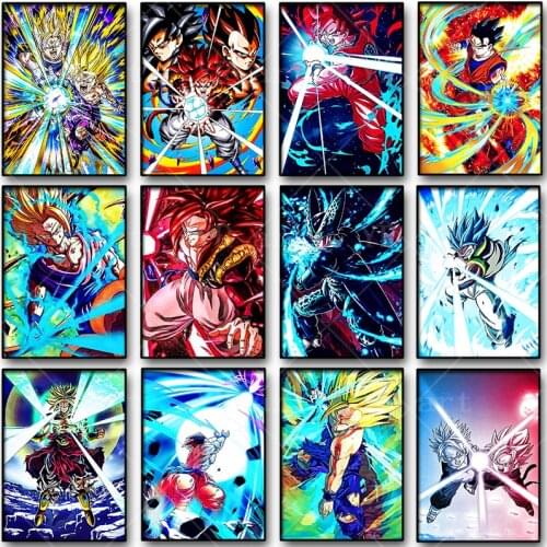 Japanese Anime Poster Dragon Ball Art Canvas Painting Goku Vegeta Mural Print Picture Modern Kid Home Bedroom Decor Painting