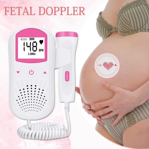 Portable Fetal Doppler Heart Rate Monitor Home Pregancy Baby&Fetal Sound Heart Rate Detector Display No Radiation 2.5MHz