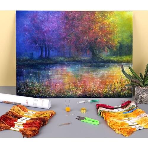 Natural Scenery Forever Printed Canvas 11CT Cross Stitch Patterns DIY Embroidery DMC Threads Knitting Hobby Floss