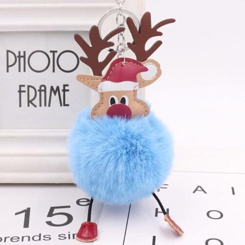 Christmas Elk Fur Ball Keychain Pendant Christmas Plush Ornaments Christmas Tree Hanging Decoration Holiday Gifts Party Supplies