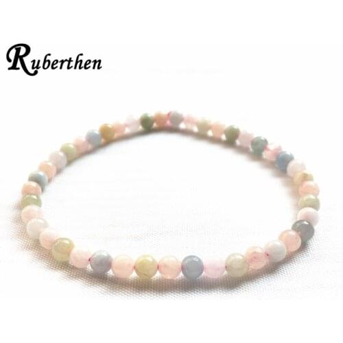 Ruberthen Natural 4 mm Morgan Stone Bracelet Women`s Energy Balance Bracelet Mini Gem Stone Yoga Bracelets
