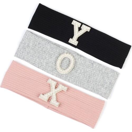 Soild Color Letter Headbands Girls Boys Hair Band Elastic Flat Stripe Soft Turban Kids Headware Baby Hair Accessories