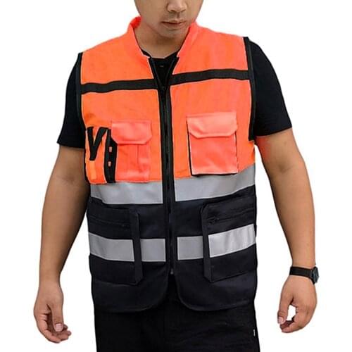 Reflective Vest Reflective Safety Clothing Traffic Outdoor 1PC Sports Zipper Equipment Bicycle Supplies Safety Vest