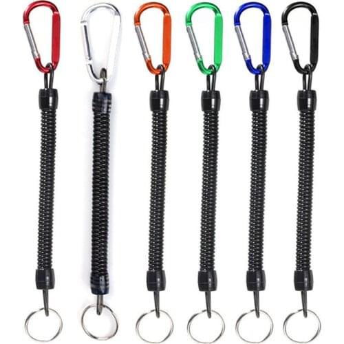 Tactical Lanyard Spring Rope Outdoor Hiking Camping Anti-lost Phone Key Chain Military Backpack Attactment Spring Strap