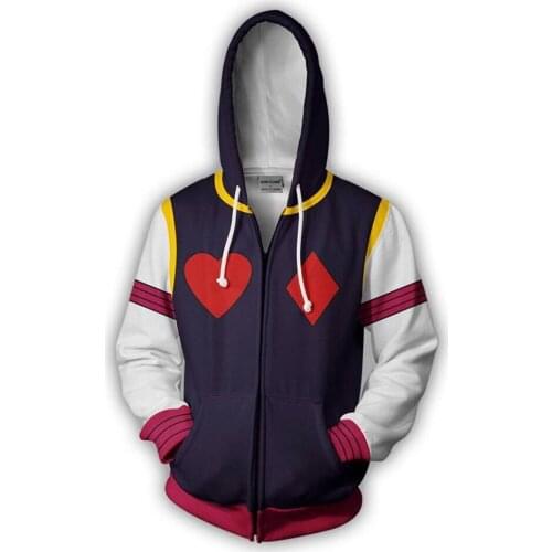 Anime HUNTER×HUNTER Hoodies Hisoka Joker Cosplay Hoody Winter Tops Cool Funny Zipper Hip Hop Streetwear