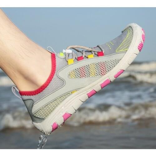 Women Sneakers Beach Shoes Outdoor Casual Shoes Unisex Breathable Walking Shoes Big Size 35-47 Non-Slip Lady Driving Shoes Gray