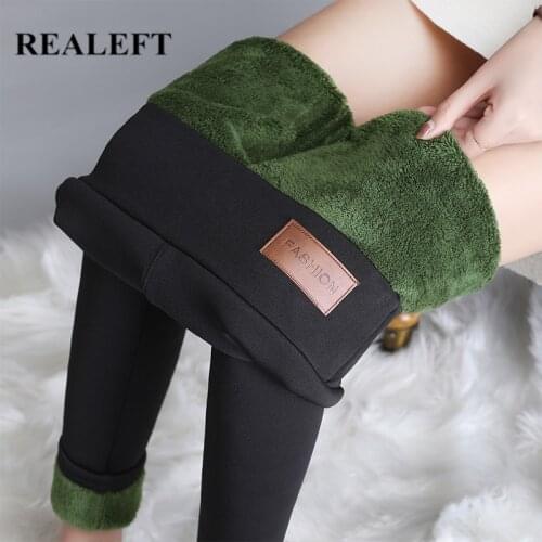 REALEFT Plus Size Womens Winter Leggings 2020 New Warm Pants Chic Velvet Thicken Slimming Cashmere Warmed Leggings With Fleece