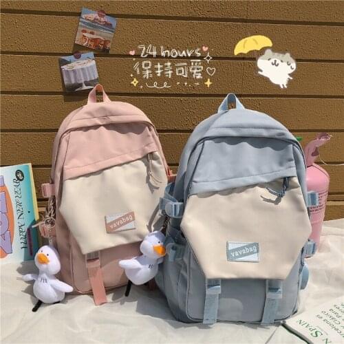 Harajuku Summer New Fashion Womens Backpack Nylon Contrast Color Student Schoolbags Large Capacity Leisure Travel Backpacks