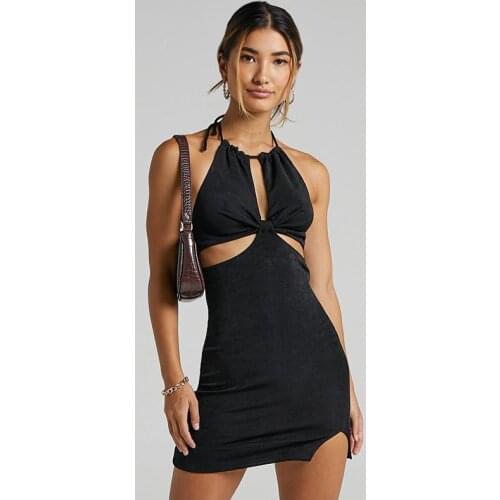 Women Spaghetti Strap Dress Summer Autumn Hollow Out Sleeveless Slim Clothing New Lady Casual Mini Dresses Mujer Vestidos 2021