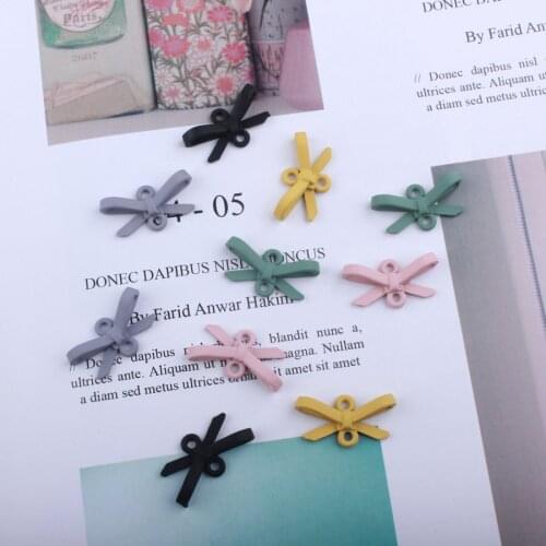 10pcs 20*10mm DIY Fashion dangle painted bowknot charms connector metal paint bow tie Pendant Bracelet alloy earring accessories
