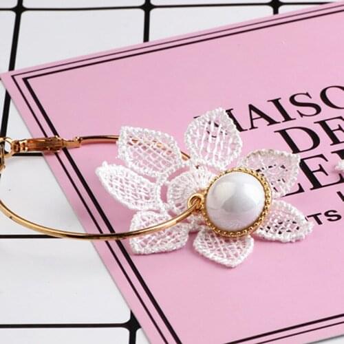 10pcs Diy Earrings Brooch Embroidery Love Rose Flower Earringspendantpendant Material Beautiful White Wire Fabric 0.01g