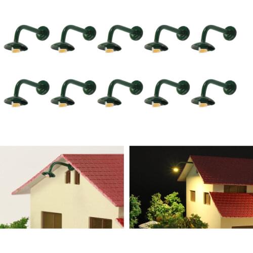 10pcs Model Railway HO Scale 1:87 Hanging Lamps Outdoor Wall Goose Neck Lights LEDs Bright White Warm White LSL16