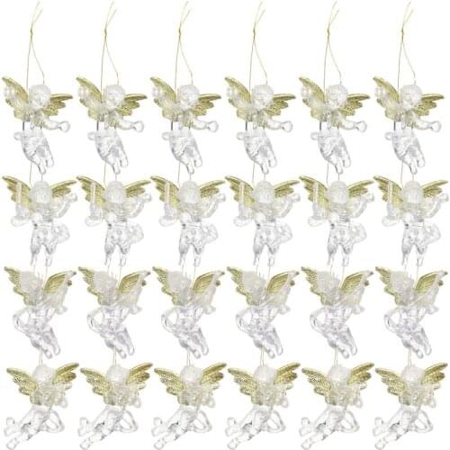 24pcs 6cm Christmas Hanging Ornaments Transparent Angel Pendants Chic Decors