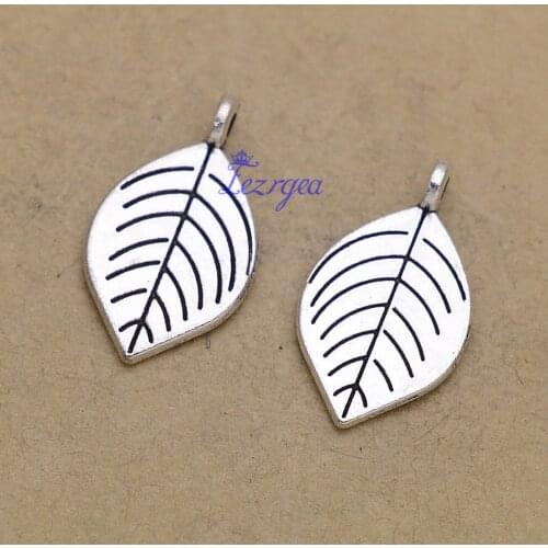 30pcs/lot--20x12mm, Antique silver plated leaf charms,DIY supplies,Jewelry accessories