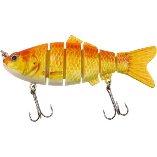 ACEXPNM Fishing Bass Lure Multi Jointed Artificial Bait Segment Lifelike Trout Swimbait Hard Crankbait With 6# Treble Hooks