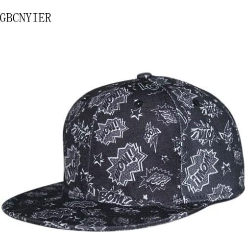 GBCNYIER Flat Brim Baseball Cap Cotton Hip Hop Pattern Embroidery Visor Male Sport Sun Hat Hip Hop Female Sunbonnet Thin Cool
