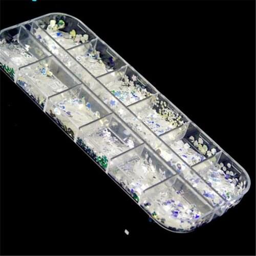Aurora Glitter Flakes 12 Shape 3D Nail Art Decoration Accessoires White Mermaid Nail Sequins Beauty Charms Nails Slice DIY Craft