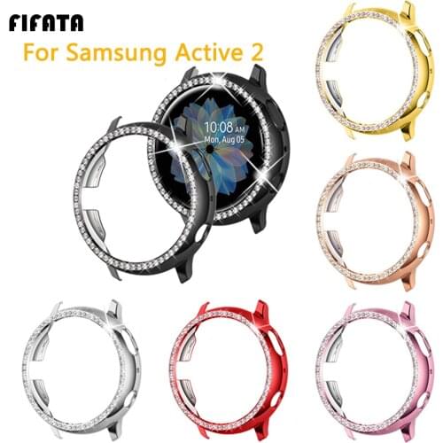 FIFATA PC Material Shining Diamond Hard protective Case For Samsung Galaxy Active 2 40/44MM Smart Watch Replacement Watch Case