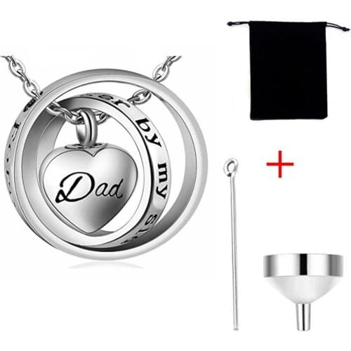 No longer by my side forever in my heart carved locket cremation jewelry urn pendant ashes ncklace DAD & MOM