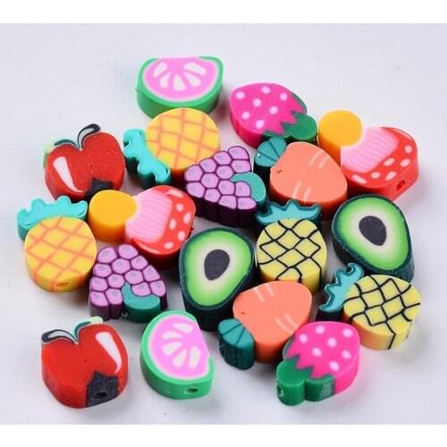 500pcs Mixed Fruit Polymer Clay Beads Chip Disk Loose Spacer Handmade Beads For DIY Jewelry Making Bracelet Finding Accessories