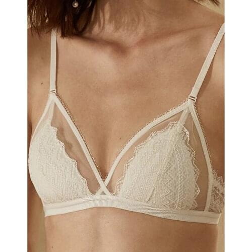 Sexy Lace Women Bra Unpadded Bralette Backless Thin Push Up Lingerie Seamless Bras For Female Wire Free BH Brassiere Underwear