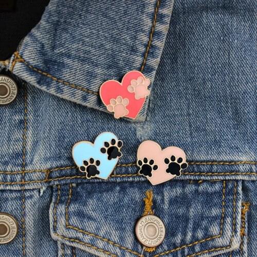 Color cute cat Paw pin Enamel Pin Shirt Dog Paw brooch Pink Jewelry Fashion Fun Brooch Accessories For friends