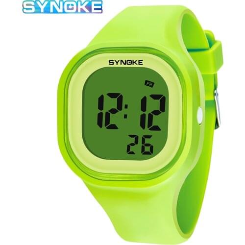 SYNOKE Childrens Watches Simple Solid Colorful LED Life Waterproof Electronic Clock Students Wristwatch Boy Girl Kids Gifts