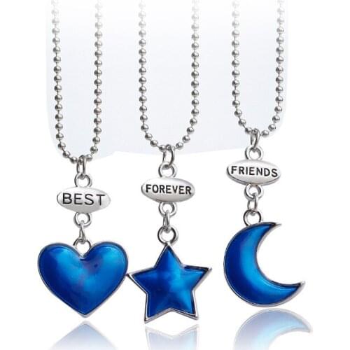Enamel Rainbow Cloud Heart Moon Star Pendant Necklace Best Friend Forever Necklace Set BFF Friendship Jewelry Gift