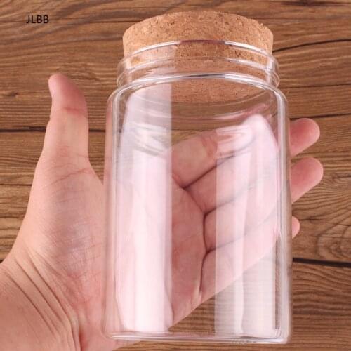 6pcs 78*120*62mm 400ml Transparent Glass Bottles with Cork Stopper Empty Spice Food Nuts Storage Bottles Jars Gift Crafts Vials