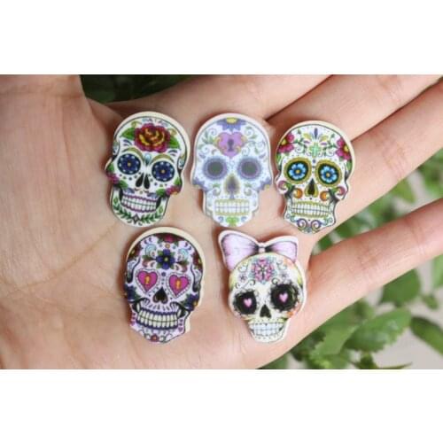 50pcs/lot DIY resin skulls mix colors flat back resin cabochons accessories