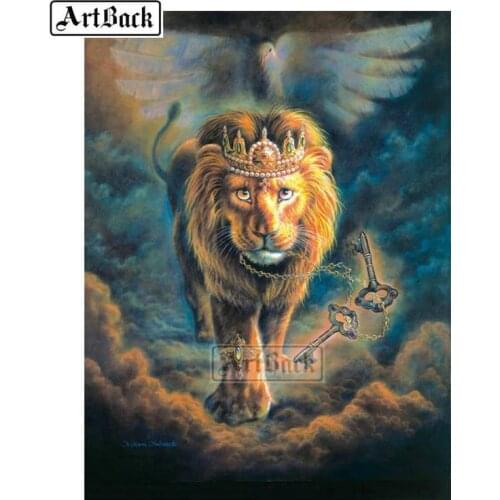 Full square / round drill animal diy diamond painting lion icon 3D diamond embroidery resin rhinestone mosaic home decoration