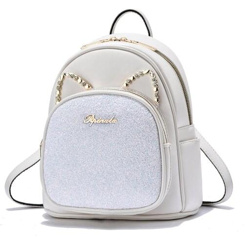 High Quality Microfiber Leather Rhinestone Backpack Teenager Casual Shine Diamonds School Book Knapsack Bag Women Daily Backpack