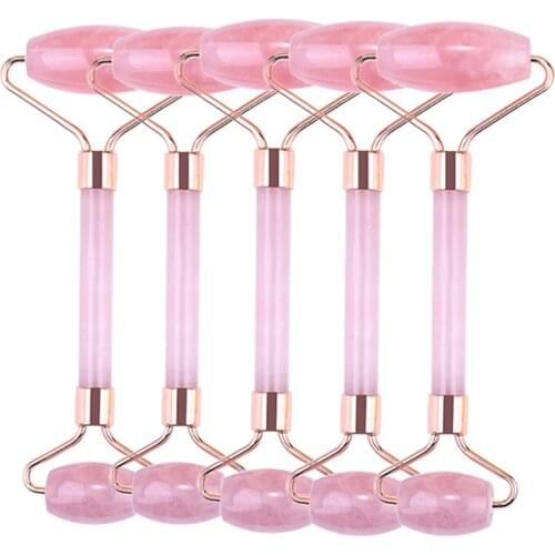 Rose Quartz Roller Massager Powder Crystal Jade Roller Scraper 100% Natural Jade Face Eye Head Massage Board Face-lifting Tool