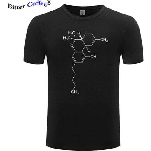 Hot Sale T Shirt Men THC Tetrahy Drocannabinol Molecule Letters Print T Shirts Male Causal Short Sleeve Undershirts Tee Tops