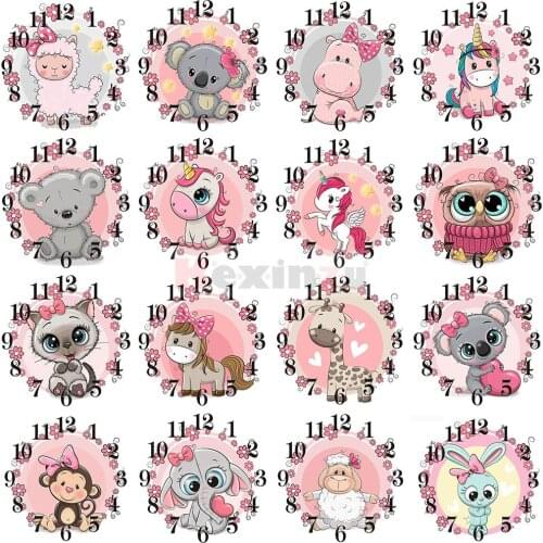 Full Square Round 5D Diamond Painting Kit With Clock Mechanism Cross stitch Diamond Embroidery Mosaic Animal Cartoon Gift