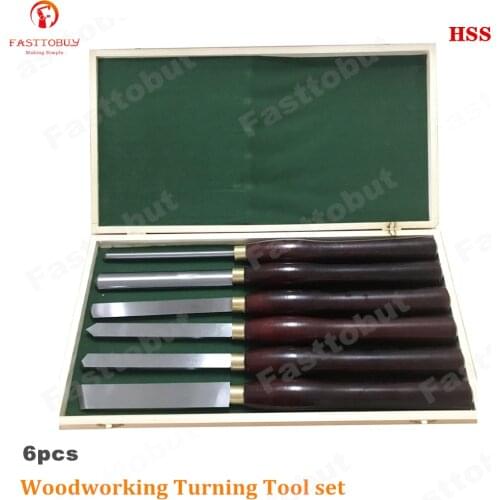 6pcs/set HSS Woodworking Turning Tool set HSS Lathe Chisel Set High Speed Steel Semicircle Knife Hand-held Wooden Turning Tool